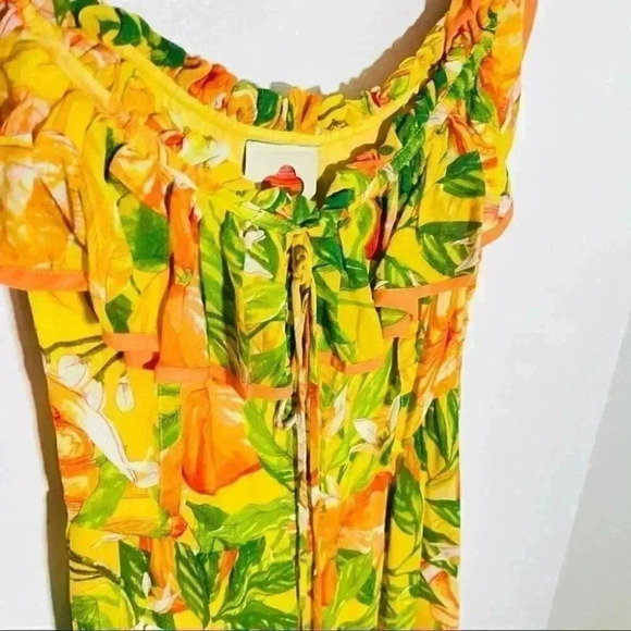 NWT FARM Rio Tangerines Off Shoulder Midi Dress - Picture 8 of 12